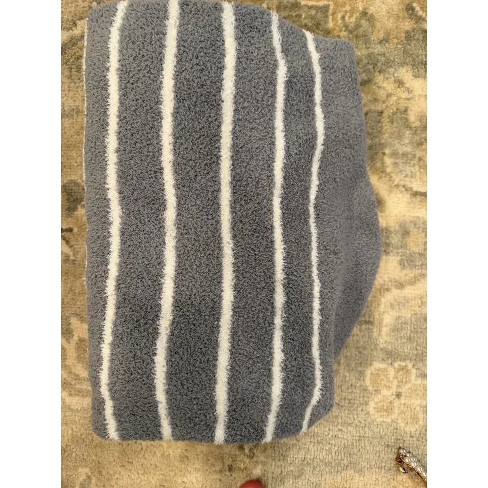 Barefoot Dreams Cozy Chic Horizontal Stripe Blanket Blue Pearl 45 X 60